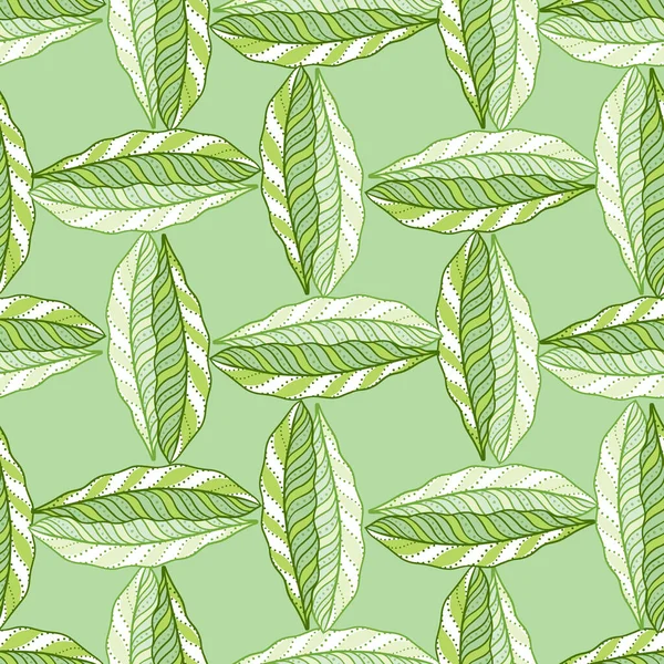 Vintage Botanic Seamless Pattern Green Abstract Leaves Print Pastel Green — Stock Vector