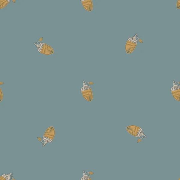 Herbst Minimalistisches Nahtloses Muster Mit Kleinen Eichelelementen Blauer Hintergrund Einfacher — Stockvektor