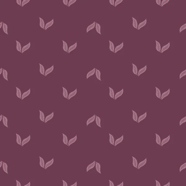 Kleine Blätter Silhouetten Nahtlose Muster Einfachem Stil Lila Hintergrund Natürliche — Stockvektor