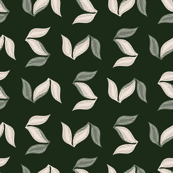 Decorative Seamless Pattern Botanic Leaf Silhouettes Dark Green Background Natural — Stock Vector