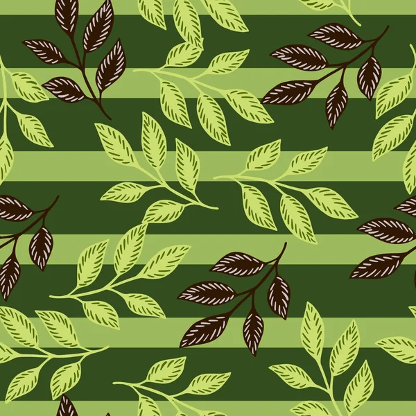 Zufälliges Grün Nahtlose Muster Mit Zufälligen Blättern Zweige Ornament Grün — Stockvektor