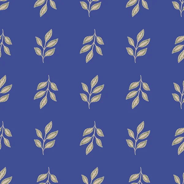 Motif Organique Sans Couture Avec Ornement Simple Feuille Grise Bleu — Image vectorielle