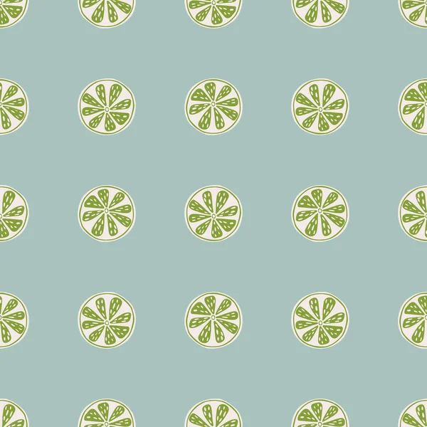 Citrus Nahtloses Muster Mit Grünen Und Weißen Zitronenscheiben Blauer Hintergrund — Stockvektor