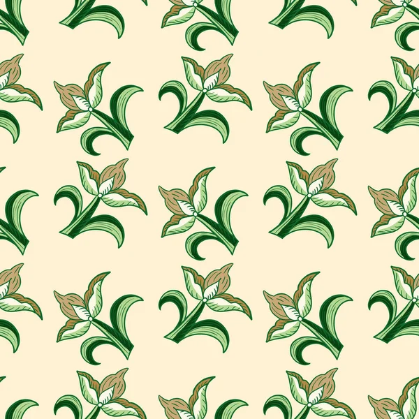 Patrón Inconsútil Naturaleza Con Adorno Abstracto Flor Tulipán Verde Fondo — Vector de stock