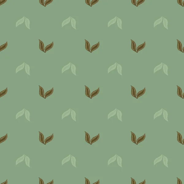 植物无缝图案 叶型简洁 淡淡的蓝绿色背景 天然有机指纹 库存说明 纺织品 礼品包装 壁纸矢量设计 — 图库矢量图片