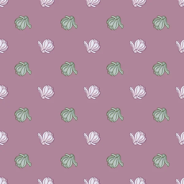 Petites Fleurs Magnolia Vert Gris Ornement Motif Doodle Sans Couture — Image vectorielle