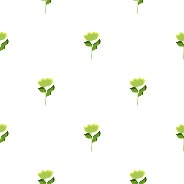 Vereinzelte Nahtlose Muster Mit Kleinen Grünen Blütenformen Weißer Hintergrund Floraler — Stockvektor