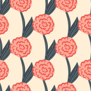 Soyut, pürüzsüz desenli, pembe gül süslemeli. Hafif arkaplan. Romantik çiçek mahsulü baskı. Stok çizimi. Tekstil, kumaş, hediye paketi, duvar kağıtları için vektör tasarımı.