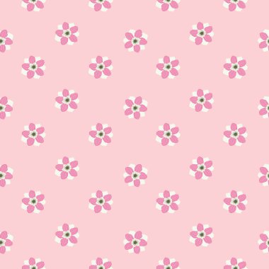 Küçük şakayık çiçek tomurcukları şekilli, küçük, pürüzsüz bir desen. Açık pembe arka plan. Botanik çizimleri. Stok çizimi. Tekstil, kumaş, hediye paketi, duvar kağıtları için vektör tasarımı.