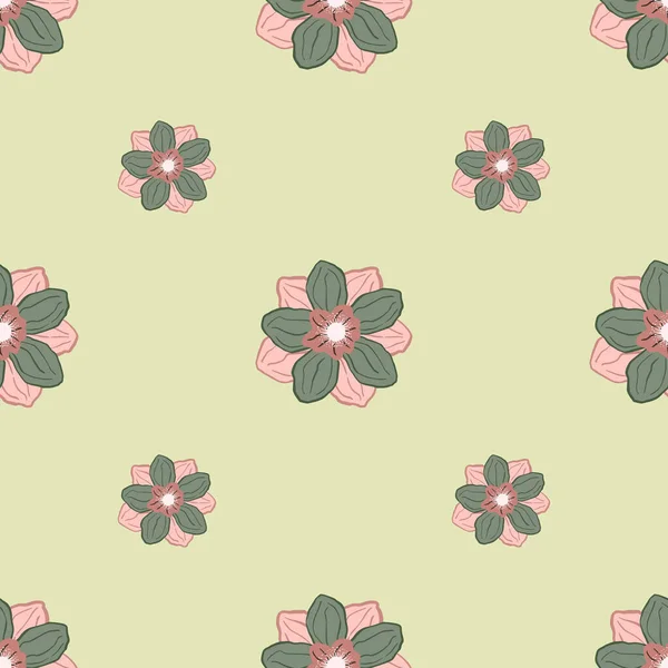 Padrão Sem Costura Minimalista Tons Pálidos Com Doodle Rosa Verde — Vetor de Stock