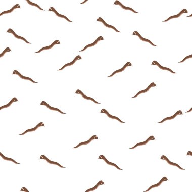 Creative seamless pattern with little brown worms ornament. Isolated artwork. White background. Stock illustration. Vector design for textile, fabric, giftwrap, wallpapers. clipart