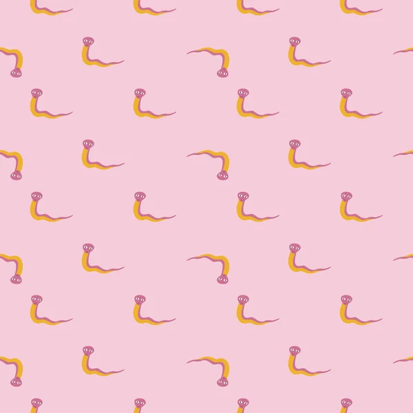 Kleine Orangefarbene Schlangen Zieren Das Nahtlose Muster Wilde Natur Pinkfarbener — Stockvektor