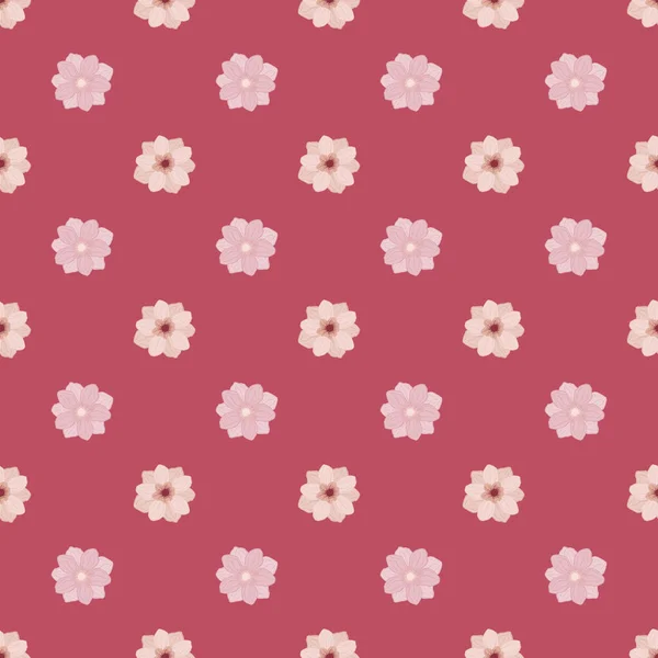 Nahtlose Ditsy Blumenmuster Mit Einfachen Stil Kleine Anemonenblütenknospen Silhouetten Rosa — Stockvektor
