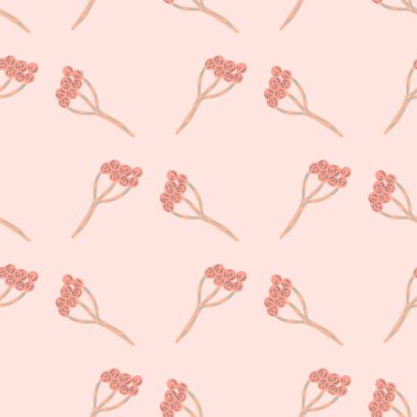 Çiçeksiz desenli pembe pastel renkler ve korkuluk süsü. Meadow Doğa karalama arkaplanı. Kağıt ve kumaş dokuları için grafiksel tasarım. Vektör İllüstrasyonu.