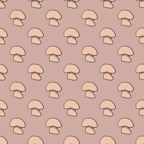 Декоративный Бесшовный Рисунок Розовым Очертанием Силуэтов Champignon Бледные Тона Осенний — стоковый вектор