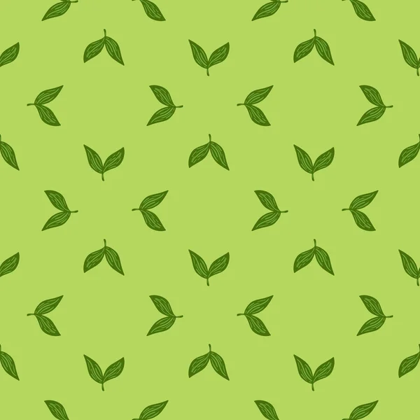 Geometric Ornate Style Seamless Pattern Simple Leaf Ornament Light Green — Stock Vector