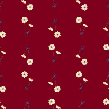 Beyaz şakayık çiçekli kusursuz klasik desenler. Koyu kahverengi arka plan. Stok çizimi. Tekstil, kumaş, hediye paketi, duvar kağıtları için vektör tasarımı.