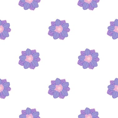 Mor şakayık tomurcuk siluetleri, basit dekoratif şekillerde kusursuz desenler. İzole edilmiş çiçek sanat eserleri. Stok çizimi. Tekstil, kumaş, hediye paketi, duvar kağıtları için vektör tasarımı.