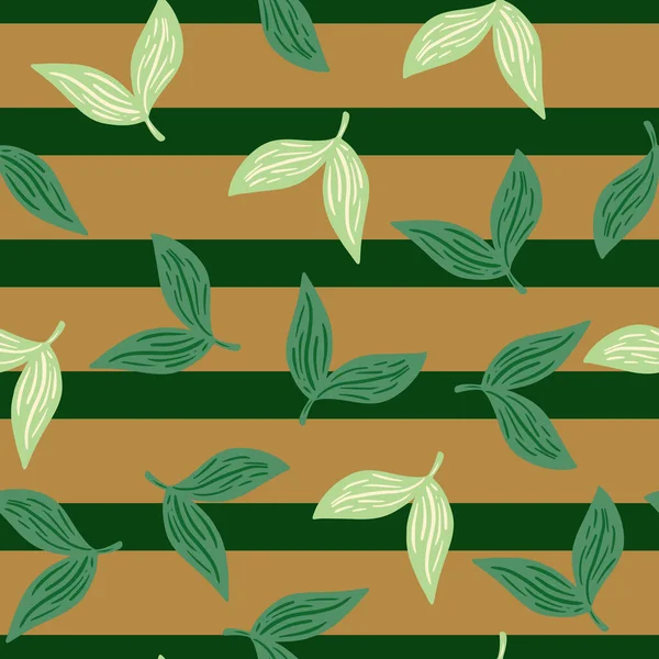 Dekorativní Bezešvé Vzor Čmáranice Náhodné Bílé Zelené Listy Siluety Béžové — Stockový vektor