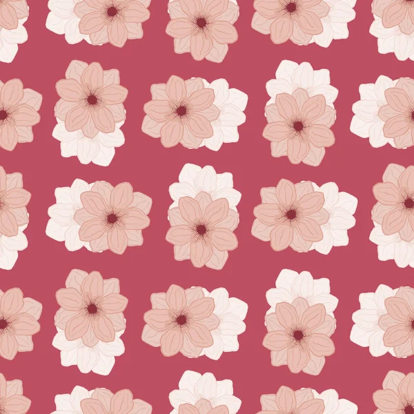 Rosafarbene Abstrakte Nahtlose Blumenmuster Mit Einfachem Anemonenaufdruck Handgezeichnete Kunstwerke Vektorillustration — Stockvektor