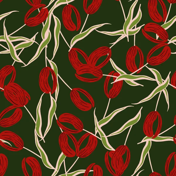 Αφηρημένη Κόκκινα Λουλούδια Τουλίπας Σχήματα Αδιάλειπτη Μοτίβο Αφηρημένο Στυλ Τυχαία — Διανυσματικό Αρχείο