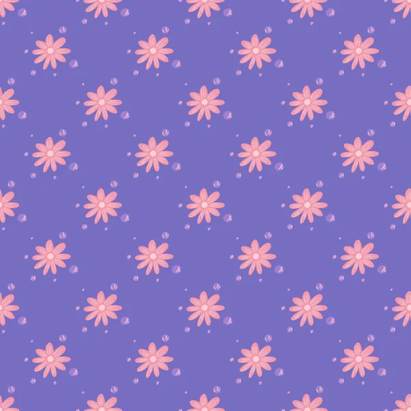 Geometrisches Florales Nahtloses Muster Mit Rosa Kamillenblüten Als Ornament Leicht — Stockvektor