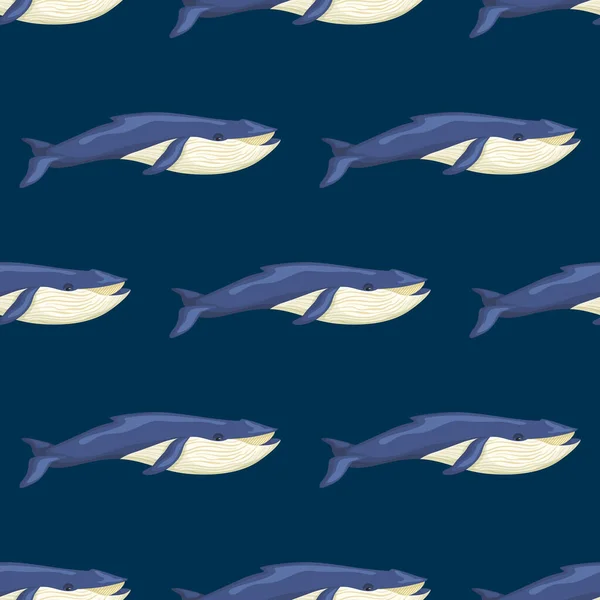 Modèle Sans Couture Baleine Bleue Sur Fond Bleu Modèle Personnage — Image vectorielle