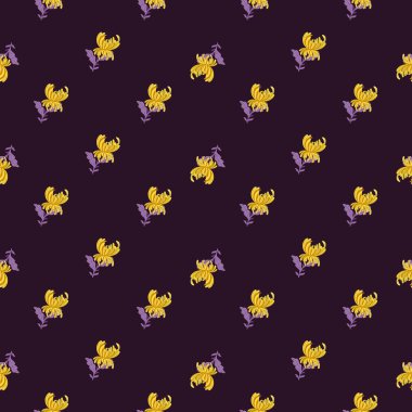 Geometrik küçük çiçekler, elle çizilmiş kasımpatı çiçekleri ile kusursuz desenler. Sonsuz vektör çizimi. Tekstil, kumaş, hediye paketi, duvar kağıtları için düz baskı.