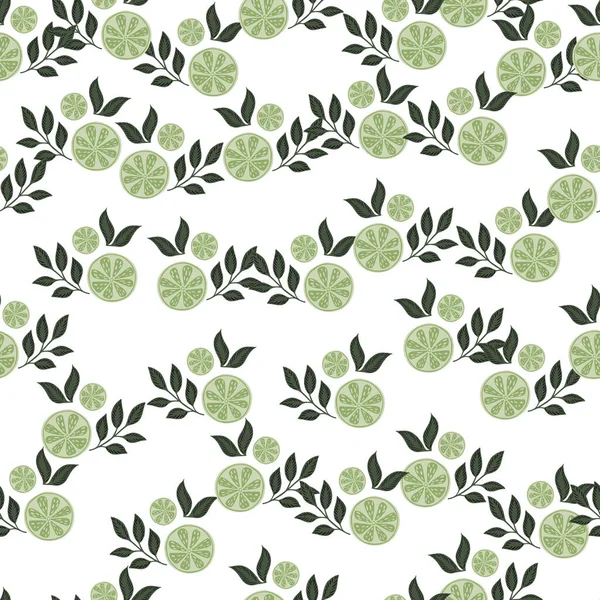 Isolated Seamless Pattern Little Green Lime Elements Print Random Fresh — Stock Vector