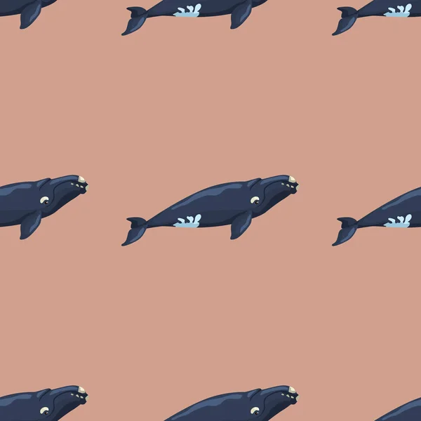 Απρόσκοπτη Μοτίβο Δεξιά Φάλαινα Μπεζ Φόντο Πρότυπο Του Χαρακτήρα Κινουμένων — Διανυσματικό Αρχείο