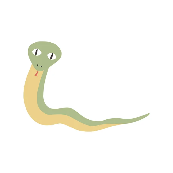 白い背景に隔離されたかわいい緑のヘビ 野生の熱帯性の面白い爬虫類 どんな目的のために動物をかわすデザイン ベクターイラスト — ストックベクタ