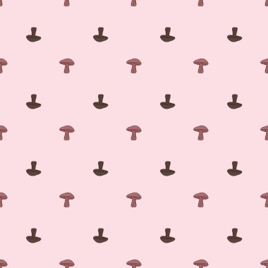 Elle çizilmiş sonbahar sebzeleri Leccinum scabrum mantar süsüsüyle kusursuz desen. Açık pembe arka plan. Stok çizimi. Tekstil, kumaş, hediye paketi, duvar kağıtları için vektör tasarımı.