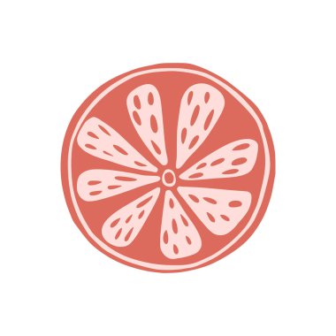 Kırmızı turuncu beyaz arka planda izole edilmiş. Karalama tarzında soyut element meyvesi. Herhangi bir amaç için tasarlandı. Vektör illüstrasyonu.