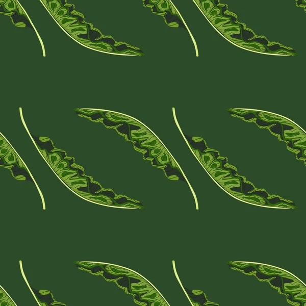 手绘绿色棕榈叶型装饰无缝图案 植物学丛林背景 壁纸等的平面矢量印刷 无穷无尽的例证 — 图库矢量图片