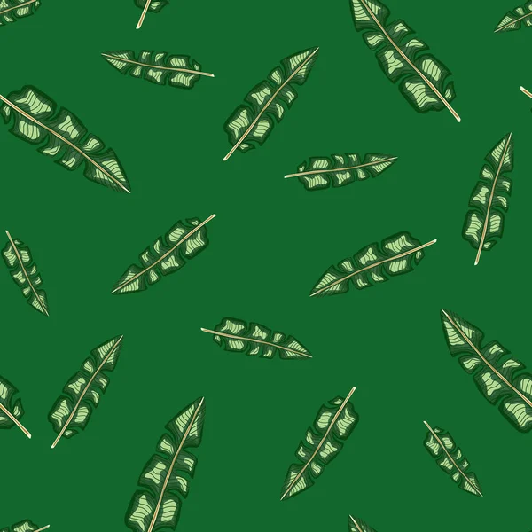 Випадковий Банановий Листовий Орнамент Безшовний Каракулевий Візерунок Зелені Кольори Тропічний — стоковий вектор