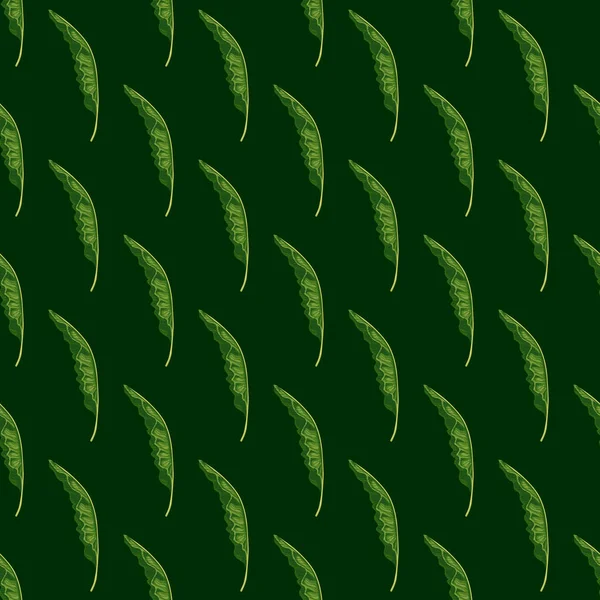 熱帯性のヤシの葉の形を持つ緑の色シームレスパターン 緑の飾りだ テキスタイル ファブリック ギフトラップ 壁紙のためのフラットベクトルプリント エンドレスイラスト — ストックベクタ