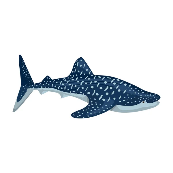 クジラのサメは白地に隔離されている 子供のための海の漫画のキャラクター 海洋哺乳類との簡単な印刷 どんな目的のためのデザイン ベクターイラスト — ストックベクタ