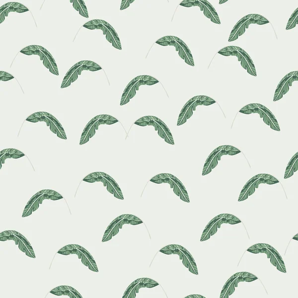 Mavi küçük muz yaprağı şekilli dekoratif, pürüzsüz desen. Hafif arkaplan. Mevsimlik tekstil baskıları, kumaş, afişler, arkaplanlar ve duvar kağıtları için vektör illüstrasyonu.