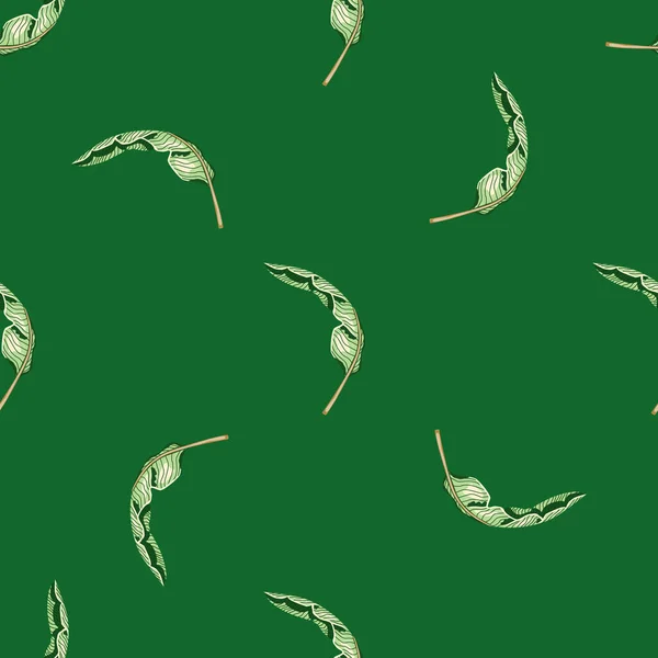 Минималистичный Бесшовный Рисунок Случайными Маленькими Белыми Тропическими Пальмовыми Листьями Зеленый — стоковый вектор