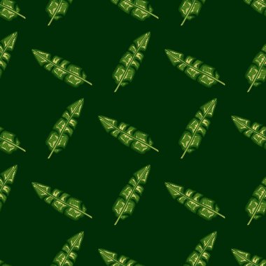 Yeşil tropikal muz yaprağı süsüsüyle soyut Hawaii yeşillikleri. Kağıt ve kumaş dokuları için grafiksel tasarım. Vektör İllüstrasyonu.