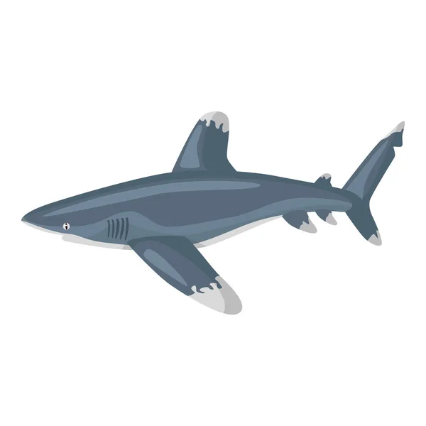白色の背景に分離された海洋性のホワイトティップサメ 子供のための海の漫画のキャラクター 海洋哺乳類との簡単な印刷 どんな目的のためのデザイン ベクターイラスト — ストックベクタ