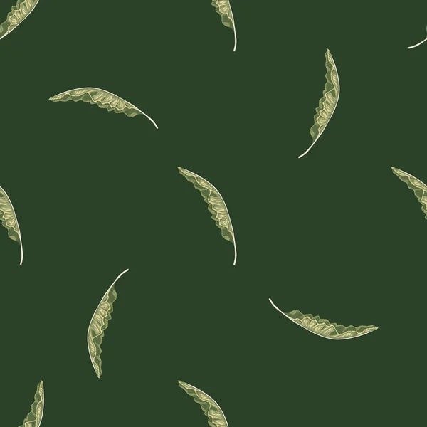Минималистический Стиль Джунглей Бесшовный Рисунок Каракулями Банановые Листья Печати Зеленый — стоковый вектор