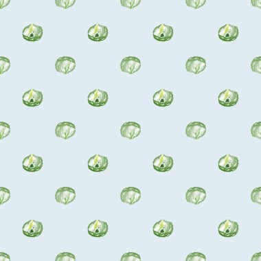 Mavi arka planda kusursuz buzdağı salatası. Marullu minimalizm süsü. Kumaş için geometrik bitki şablonu. Tasarım vektörü illüstrasyonu.