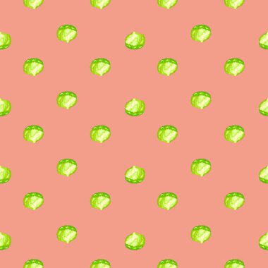 Pembe arka planda kusursuz buzdağı salatası. Marullu minimalizm süsü. Kumaş için geometrik bitki şablonu. Tasarım vektörü illüstrasyonu.
