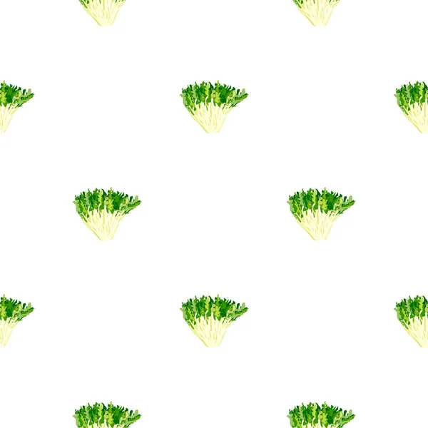 白い背景にシームレスなパターンフリーサラダ レタスでミニマルな装飾 ファブリック用幾何学的な植物テンプレート デザインベクトルイラスト — ストックベクタ