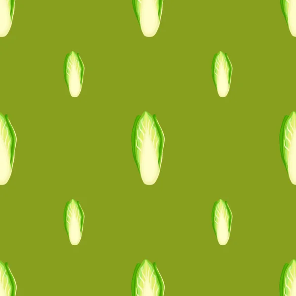 Nahtloses Muster Chicorée Kohl Auf Grünem Hintergrund Minimalistischer Schmuck Mit — Stockvektor
