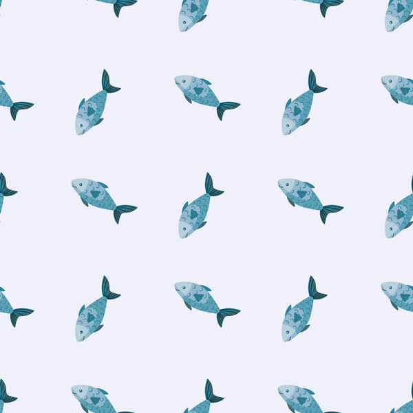 灰色の背景にシームレスなパターン魚 海の動物とミニマリストの装飾 生地の幾何学的なテンプレート デザインベクトルイラスト — ストックベクタ