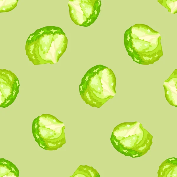 Nahtlos Gemusterter Eisbergsalat Auf Pastellgrünem Hintergrund Einfache Zierde Mit Salat — Stockvektor