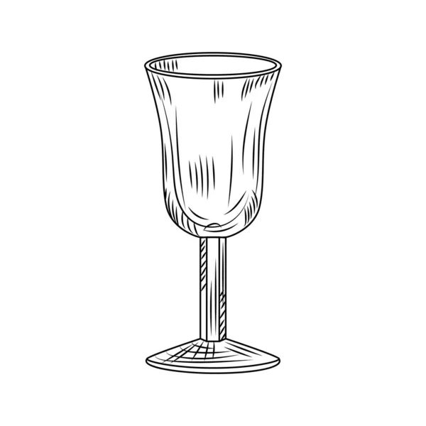 Empty Glass Maotai Engraved Style Isolated White Background Vintage Sketch — Stock Vector
