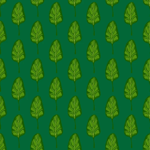 シームレスなパターンシールの背景にほうれん草サラダ レタスでミニマルな装飾 ファブリック用幾何学的な植物テンプレート デザインベクトルイラスト — ストックベクタ